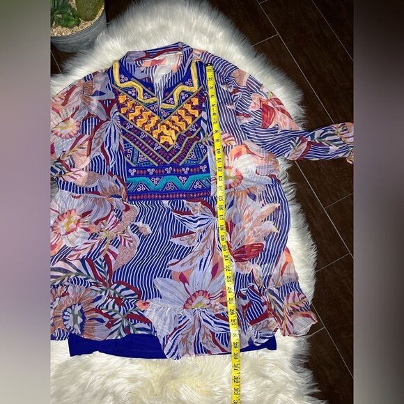 Soft Surroundings Tory Tunic Floral Embroidered Sheer Long Sleeve Sz 2X - Picture 13 of 13